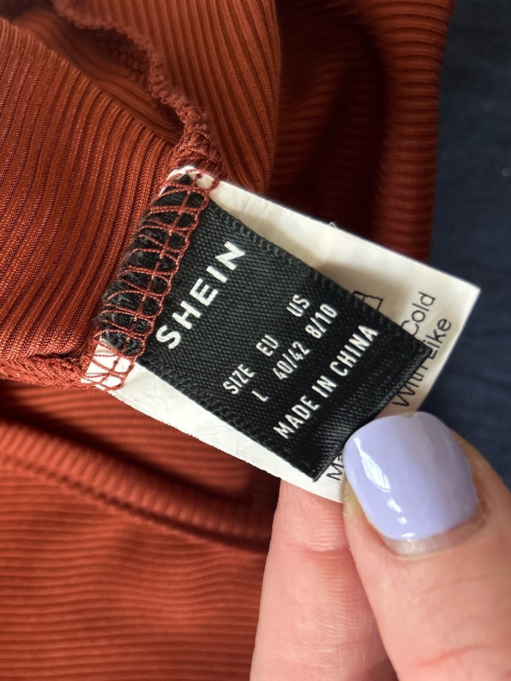 SHEIN Rust Ribbed Tank One-Piece Bodysuit - Picture 3 of 3
